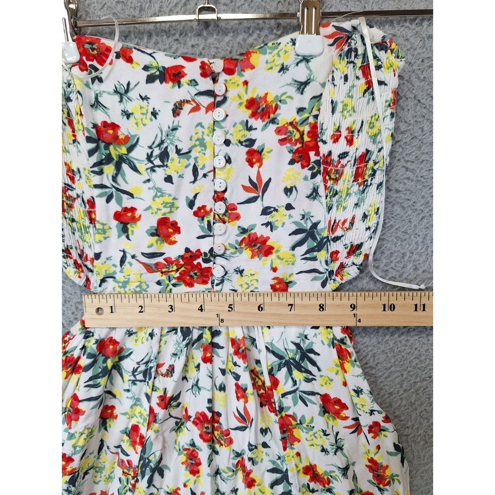 Lush Maxi Dress Womens Medium Cream Floral Print Boho Elegant Button Front - Picture 2 of 9
